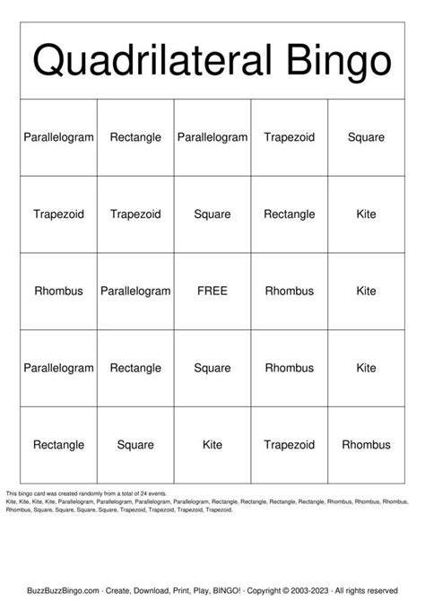 quadrilateral bingo|amazon bingo supplies.